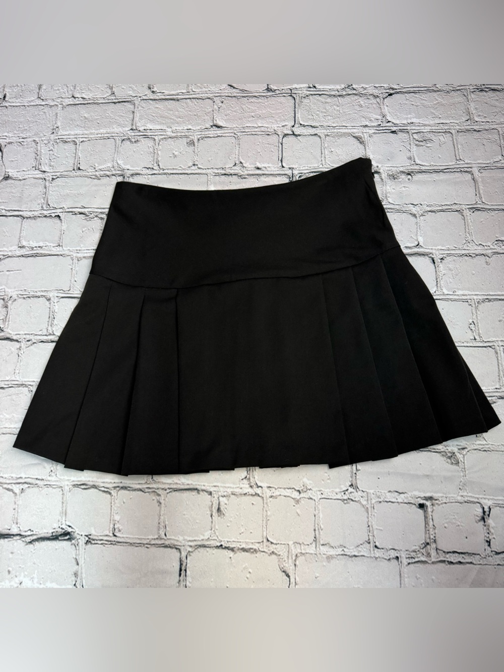 Vintage 90s Y2K Necessary Objects Black Pleated Drop Waist Mini Skirt Size S